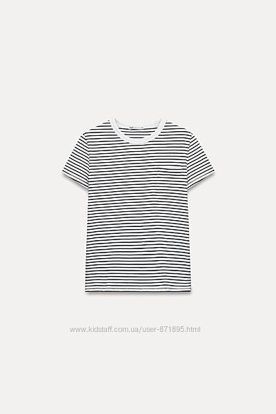 Футболка zara жіноча, з кишенькою, розміри хс-л
