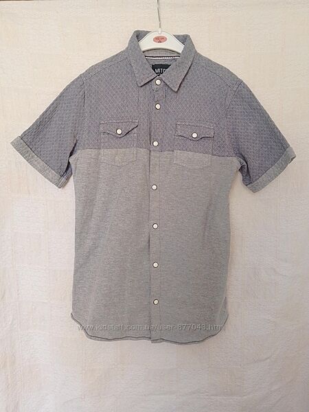 Сорочка шкільна трикотажна сірого кольору на кнопках на зріст 146/152 Mitch