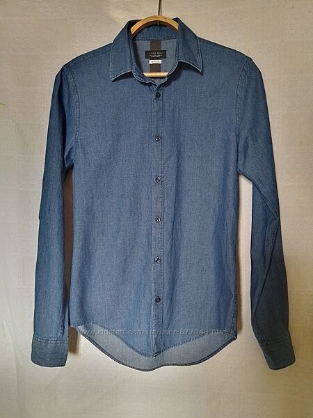 Сорочка джинсова чоловіча синя. Бренд Zara Men. Розмір S/38 Slim Fit