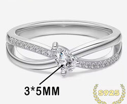 Срібна каблучка s925 з цирконом білого кольору Вісімка