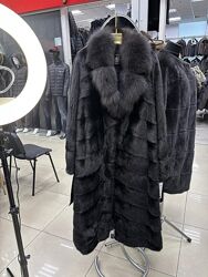 Норковая шуба с английским воротником