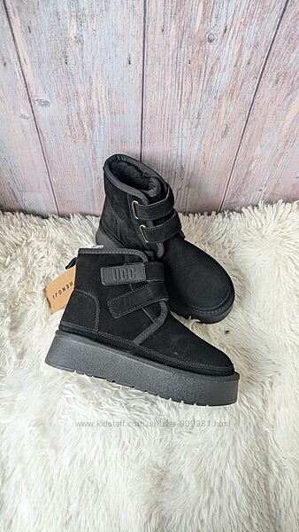 Угги на ліпучках уггі зимові черевики натуральна замша хутро 