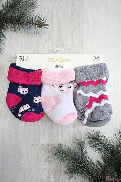 Набор носки 3шт. махровые Pink Fox для маленькой девочки Pier Lone Оптом и в розницу
