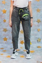 Джинси сірі Mom спортивного стилю A-yugi Jeans