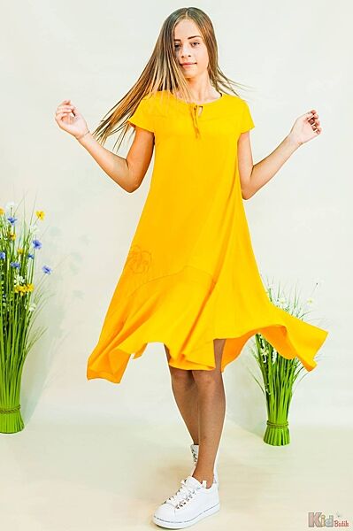 Сукня вільна  гірчичного кольору для дівчаток NK Unsea