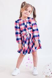 Сукня в синьо-рожеву клітку для дівчинки Lilax Kids