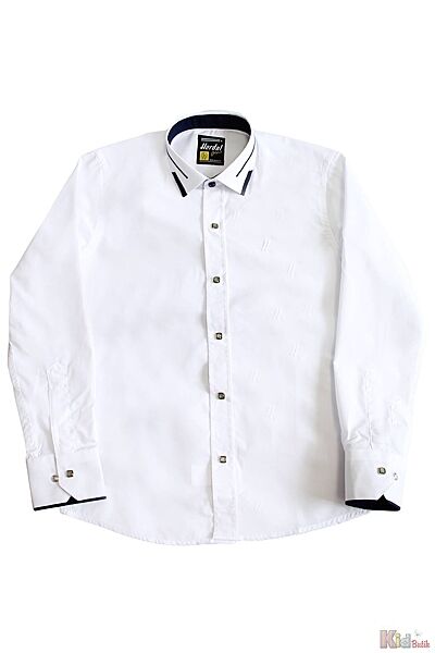 Рубашка белая классическая с полосками на воротнике Herdal
