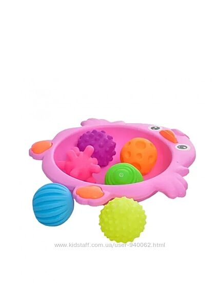 Набір іграшок для купання ємність з м&acuteячиками 28 см рожева 916-48PN