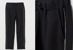 Черные трикотажные  брюки с лампасами и карманами  H&M  Размер 12-13 лет 