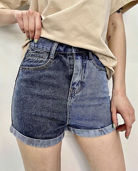 Стильні жіночі  сіро-блакитні джинсові шорти  розмір s, m, l