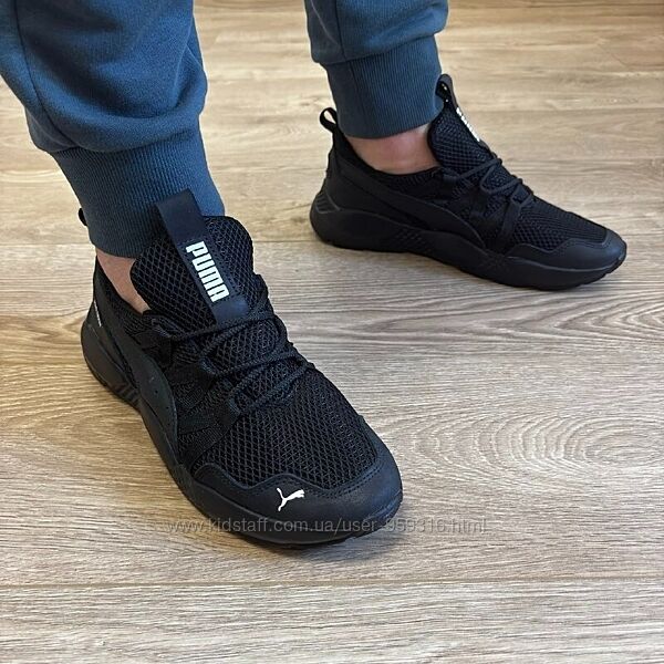кросівки літні puma, 40-45 розмір, сітка, дихають, для військових, чорні