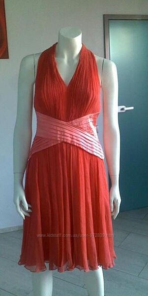 Tadashi коралловое шифоновое платье невероятно красивое р 46