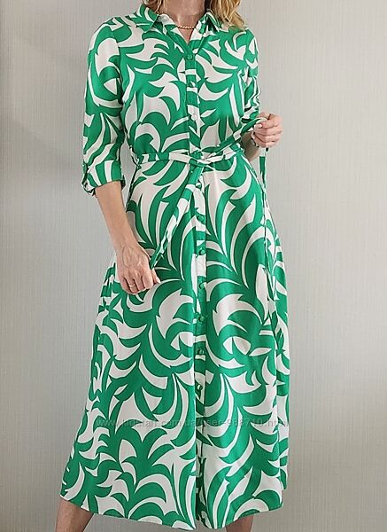 Платье рубашка миди с лиственным принтом F&F