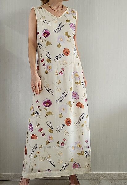 Длинное кремовое платье  Monsoon 