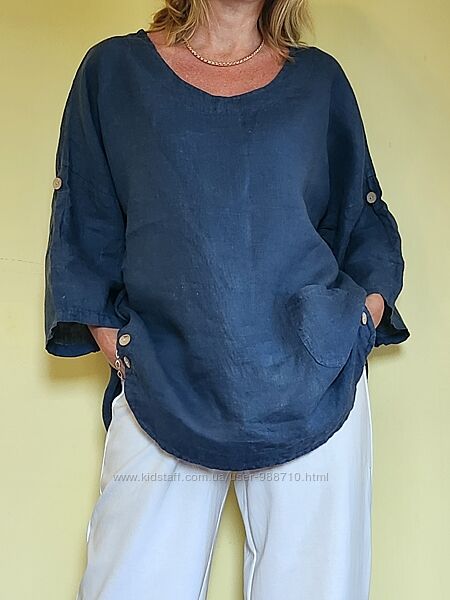 Льняная блуза туника оверсайз Италия лён 