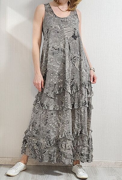 Серое длинное ярусное платье оверсайз River Island