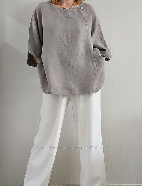 Итальянская льняная блуза туника оверсайз Vera Tucci лен