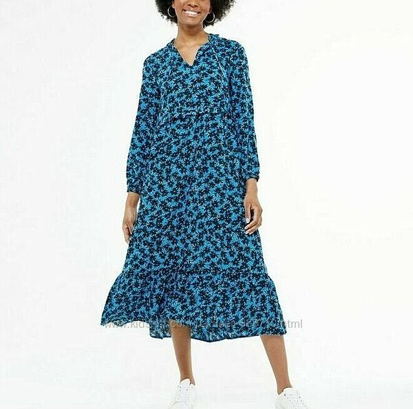 Ярусное цветочное платье миди оверсайз New look