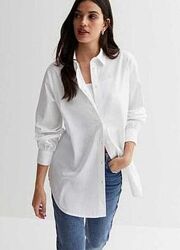 Белая рубашка оверсайз Zara коттон 