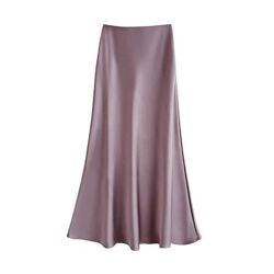 Длинная сатиновая атласная сиреневая юбка Shein 
