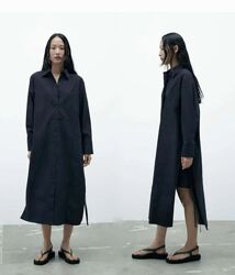 Платье рубашка миди оверсайз Zara коттон 