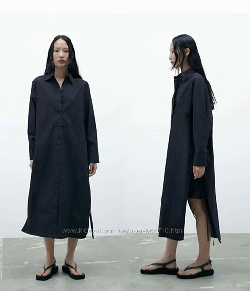 Платье рубашка миди оверсайз Zara коттон 