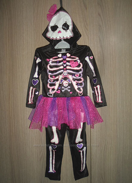 Костюм карнавальный скелет 1-2 года рост 80-92