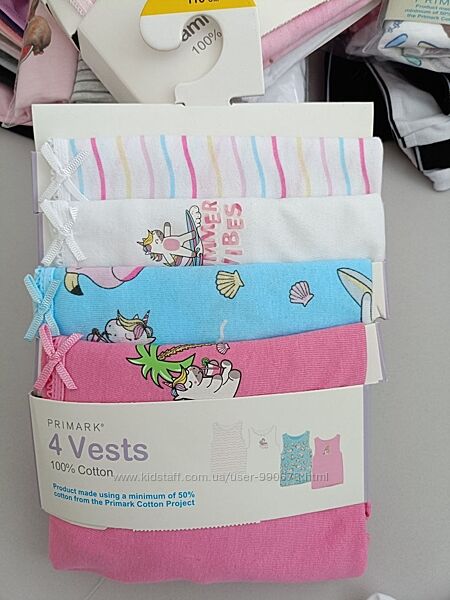 Комлект із чотирьох майок широкі бретелі дівчатам 104-110