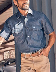 Джинсовая рубашка с коротким рукавом Wrangler Cowboy Cut - Rigid Indigo
