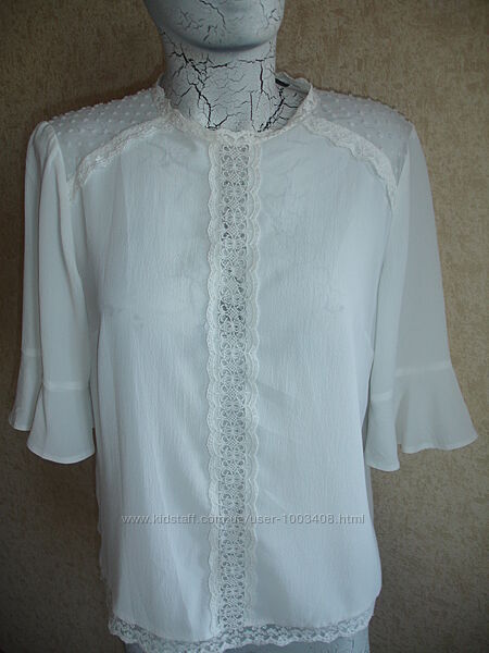 Фирменная f&f стильная блузка айвори на 46 размер в идеале