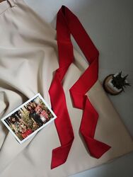 Червона стрічка, стрічка твіллі, шарф на шию червоний , стрічка у волосся