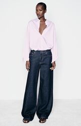 Бавовняна сорочка Zara , рубашка рожева оверсайз XS-M