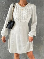 Неймовірно тепла сукня, вишукана, товста машинна вязка, біла, батал, Хl-3Хl