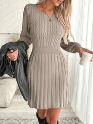 Теплое женское платье, машинная вязка с узором, Сукня тепла, жіноча, зима, 