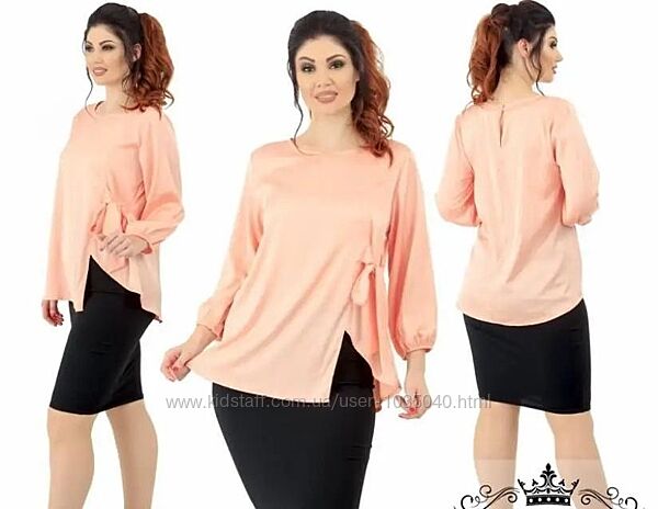 Блуза, шовк армані, персикова, 50-52