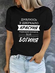 Жіноча футболка чорна, бавовна 100, S. M. L. XL. 2XL