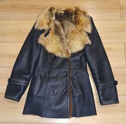 Дублянка жіноча, зимова, овчина, XS-L, середня довжина, чорна