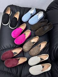 Туфлі - лофери з перфорацією -barefoot-. Натуральна замшева шкіра 