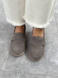 Легенькі туфлі лофери -Hermose-, натуральна замшева шкіра