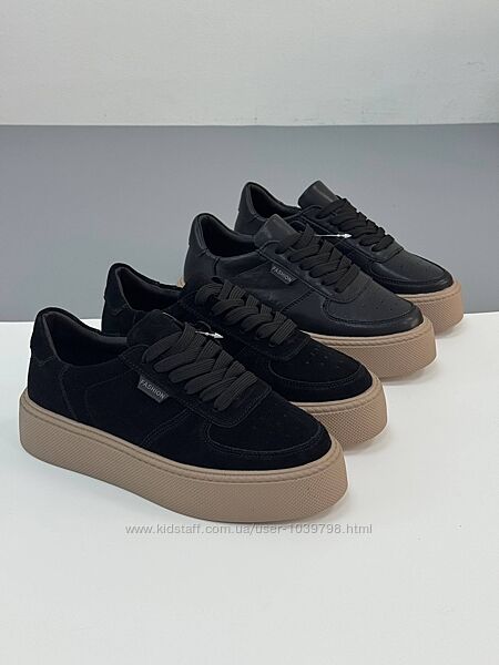 Жіночі базові кеди. Натуральна шкіра і замша