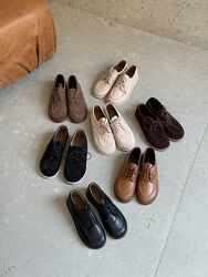 Жіночі зручні туфлі на шнурівці -barefoot-. Натуральна шкіра. Україна