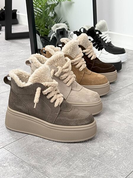 Зимові черевики на потовщеній підошві -Bimba-, натуральна шкіра