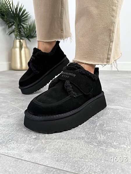 Трендові короткі  угги  на липучкі. Натуральна замшева шкіра