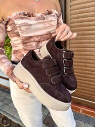 Демісезонні кеди на липучках. Натуральна замшева шкіра