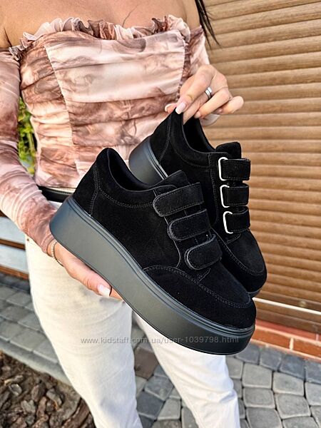 Демісезонні кеди на липучках. Натуральна замшева шкіра