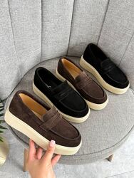 Зручні туфлі лофери -Karlone-, натуральна замшева шкіра