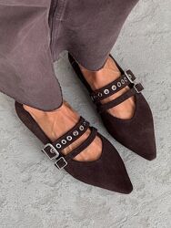 Стильні балетки -Nikа-. Натуральна замшева шкіра