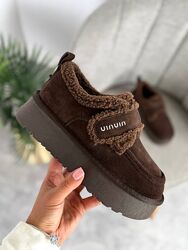 Трендові короткі  черевики сноубутси. Натуральна замшева шкіра