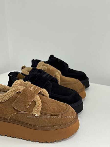 Зимові черевики - сноубутси на липучці з хутром Teddy. Натуральна замша