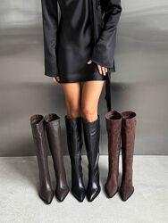 Елегантні демісезонні гостроносі чоботи. Натуральна шкіра. Україна